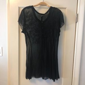 Vintage 90's Sheer Dress with Floral Embroidery